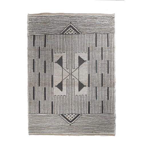Jute Soumak Rug with Embroidery - Souq - Natural / Black